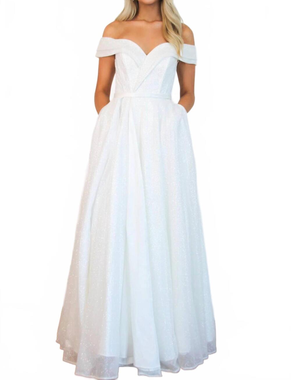 NEW CINDERELLA DIVINE off shoulder sparkly wedding dress in white